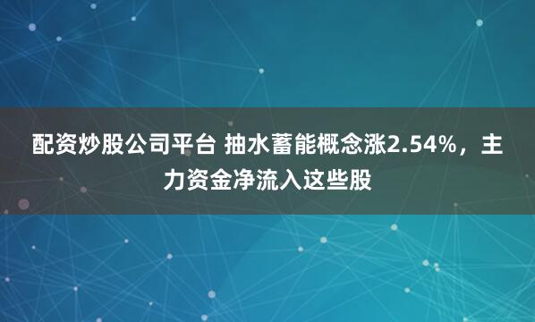 配资炒股公司平台 抽水蓄能概念涨2.54%，主力资金净流入这些股